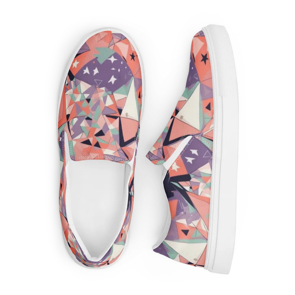 Coral Prism on Men's Slip-On Canvas Shoes — Front