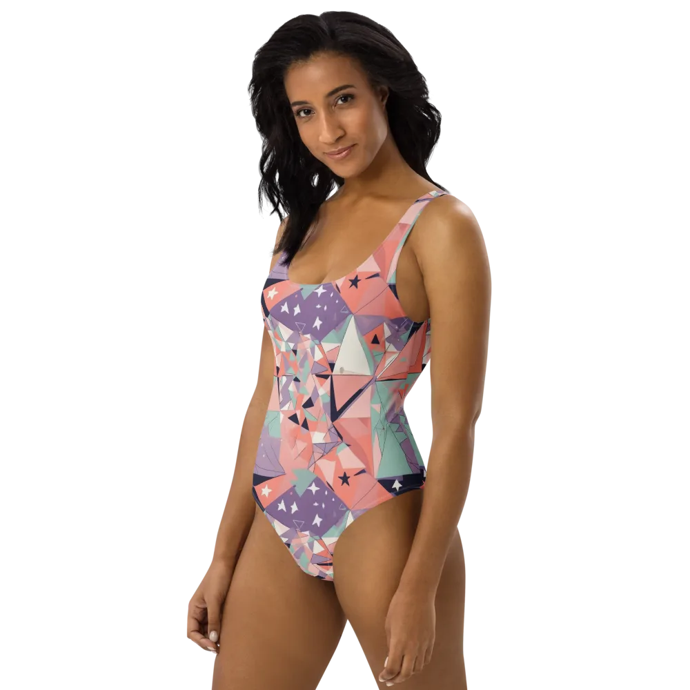 Coral Prism on One-Piece Swimsuit — Left