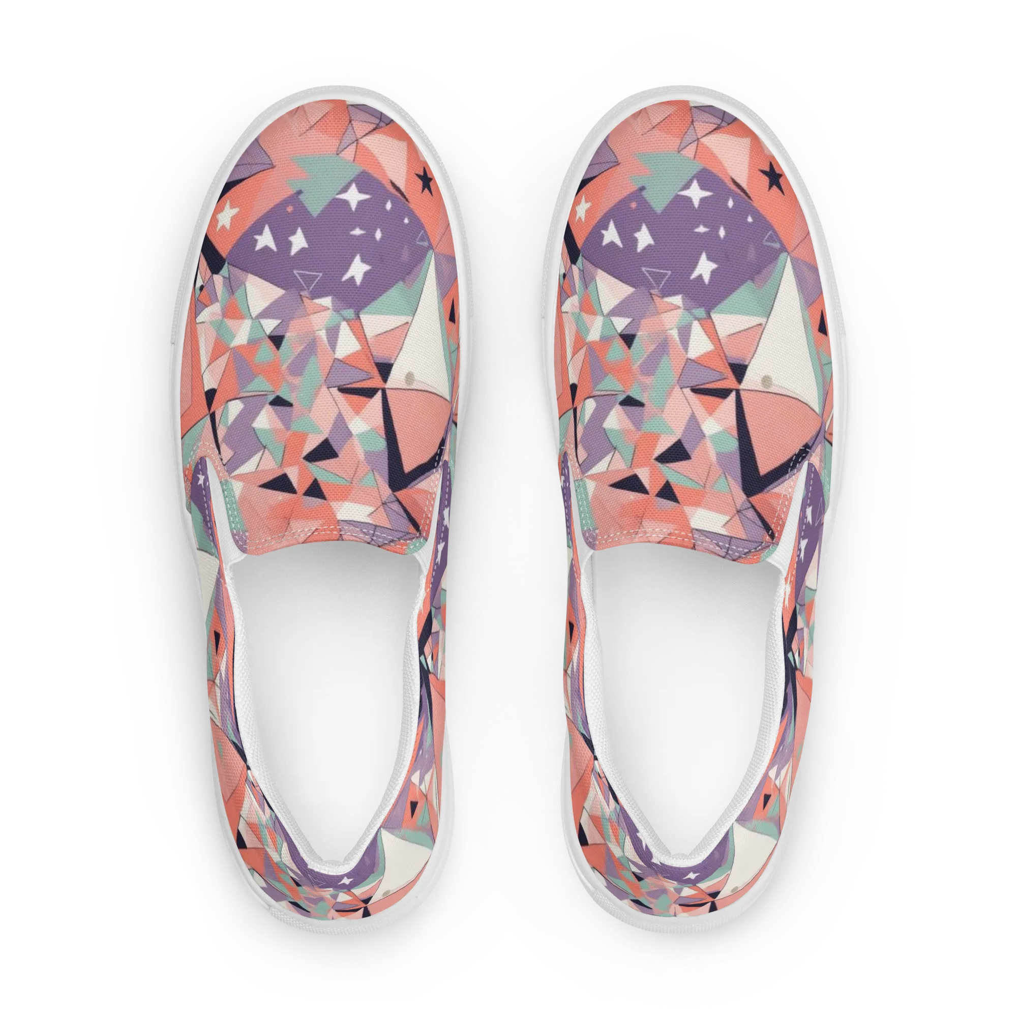 Coral Prism on Women's Slip-On Canvas Shoes — Front