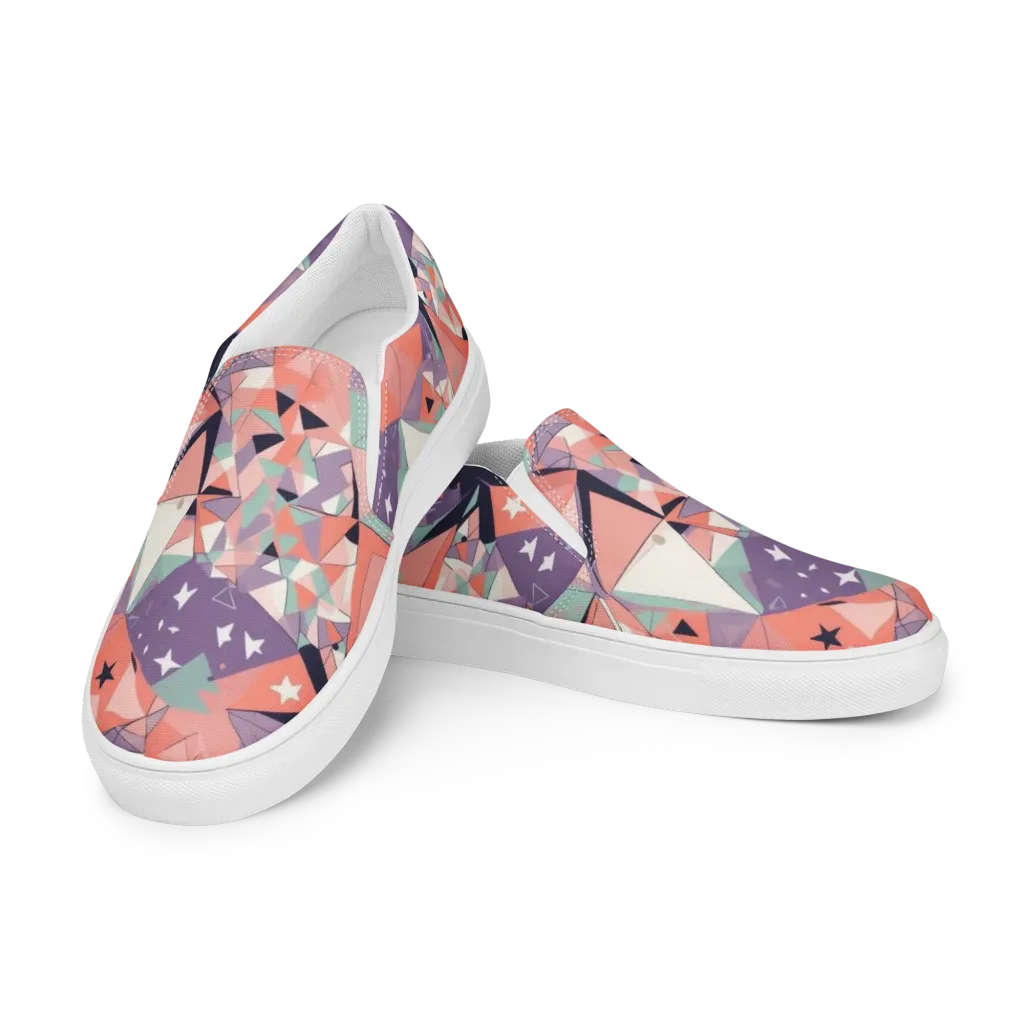 Coral Prism on Women's Slip-On Canvas Shoes — Left Front