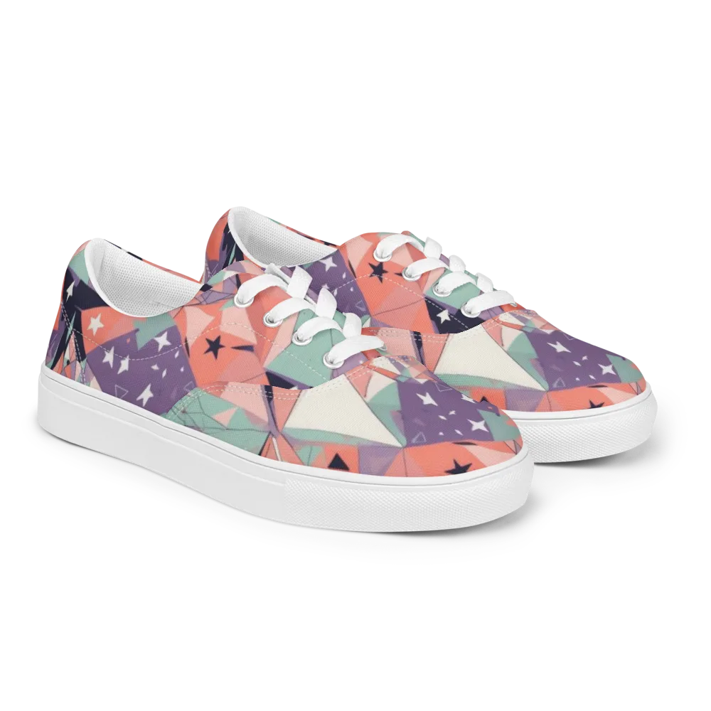 Coral Prism on Men's Lace-Up Canvas Shoes — Right Front