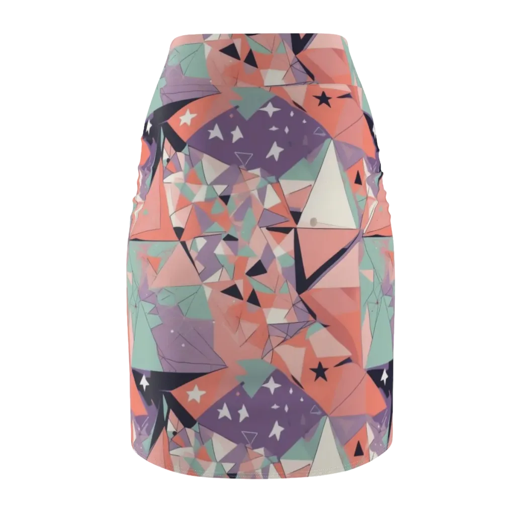 Coral Prism on Pencil Skirt — Back
