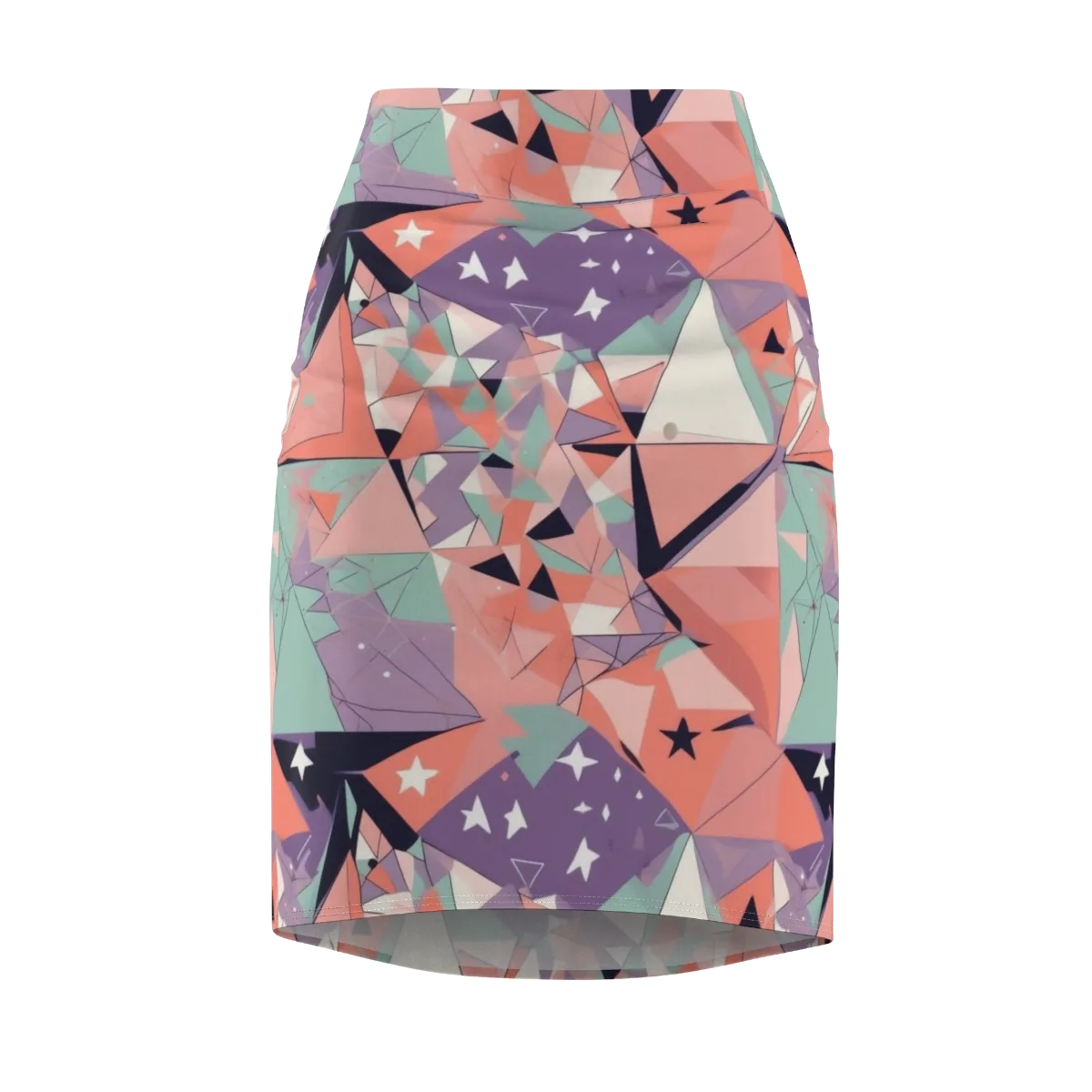 Coral Prism on Pencil Skirt — Front