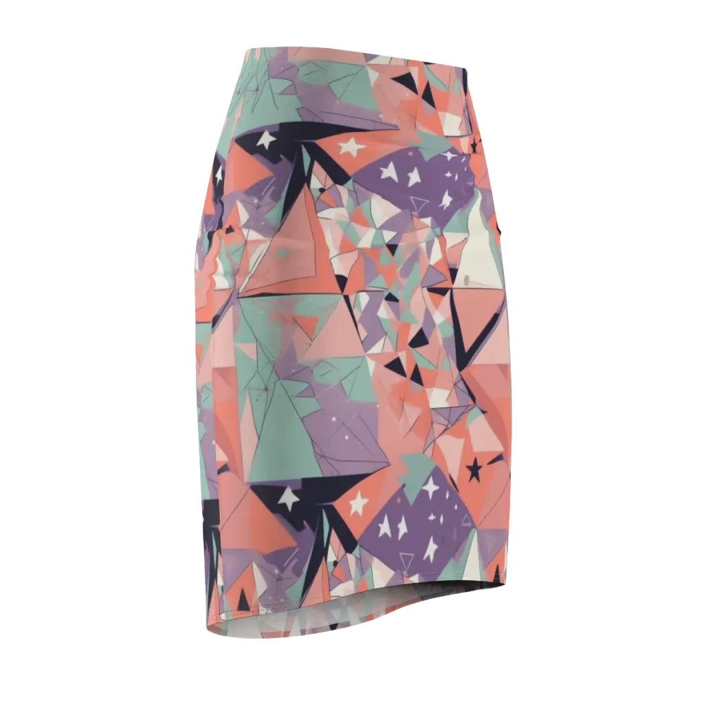 Coral Prism on Pencil Skirt — Front Side