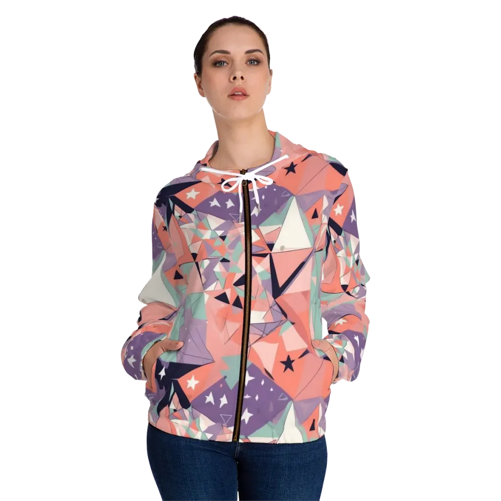 Coral Prism on Women's Full-Zip Hoodie — Front On Person
