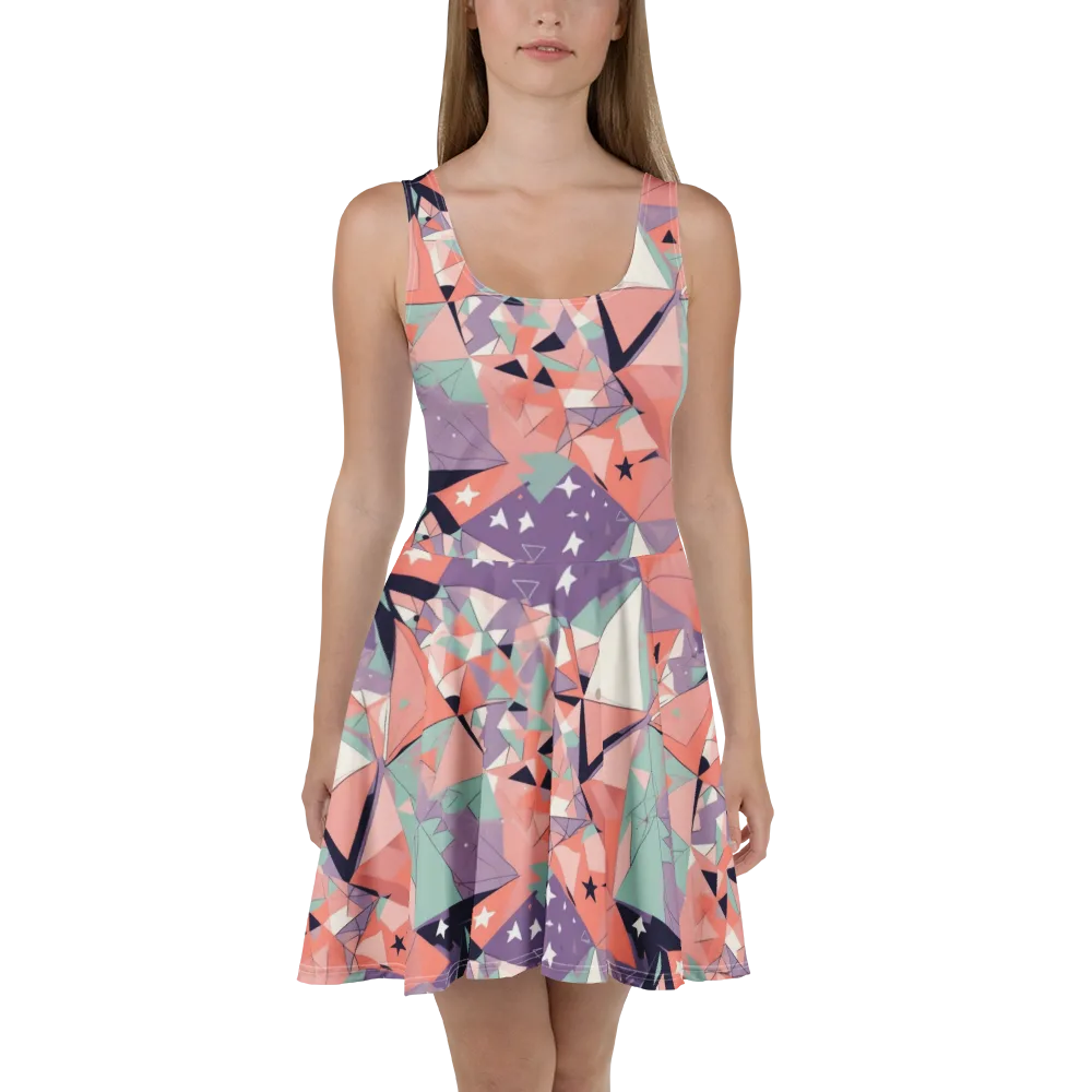 Coral Prism on Skater Dress — Front