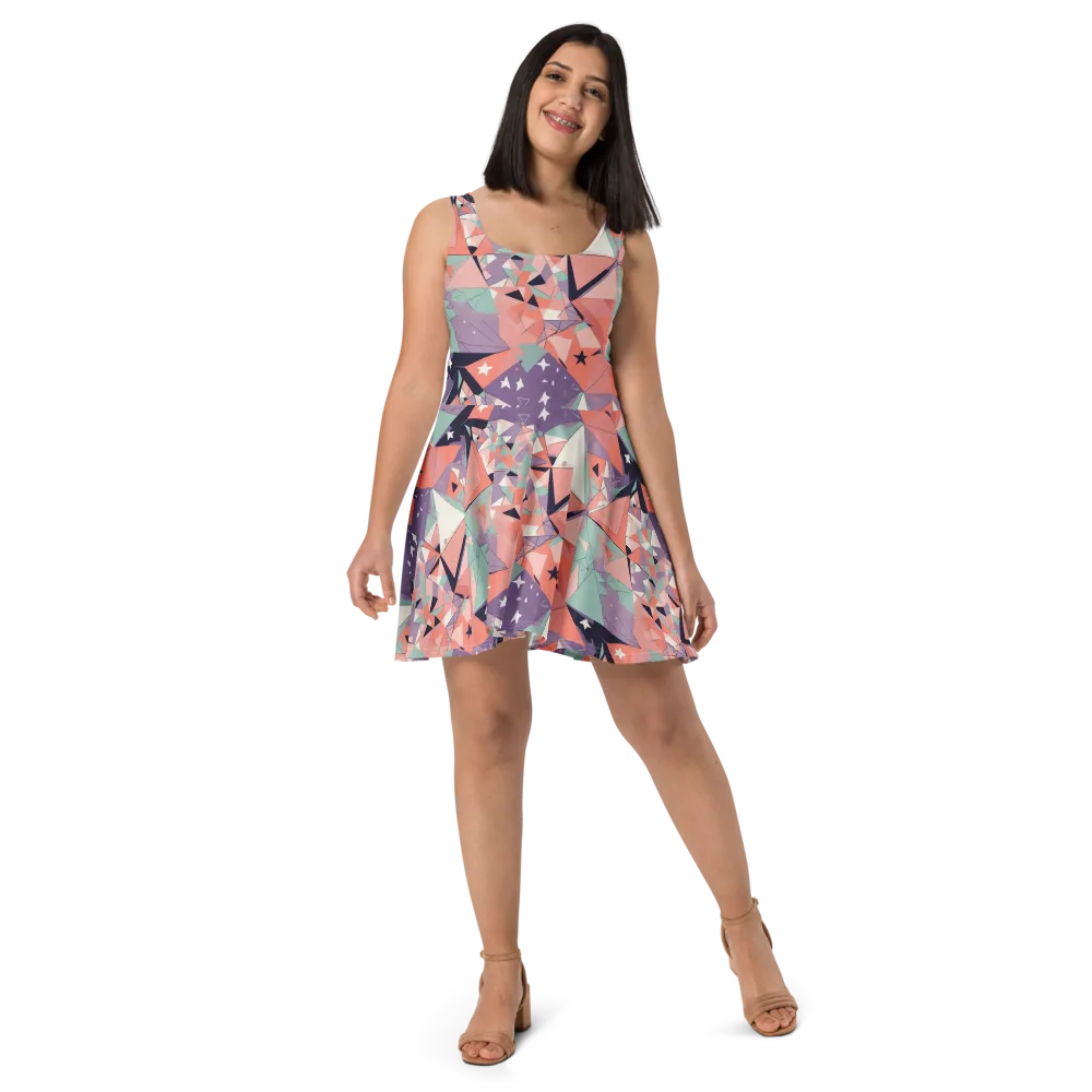 Coral Prism on Skater Dress — Front