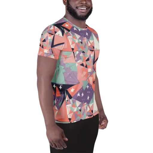 Coral Prism on a Men's Athletic T-Shirt