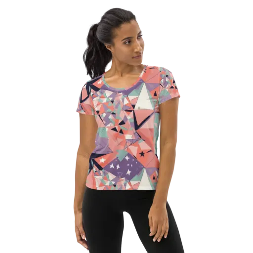 Coral Prism on a Women's Athletic T-Shirt