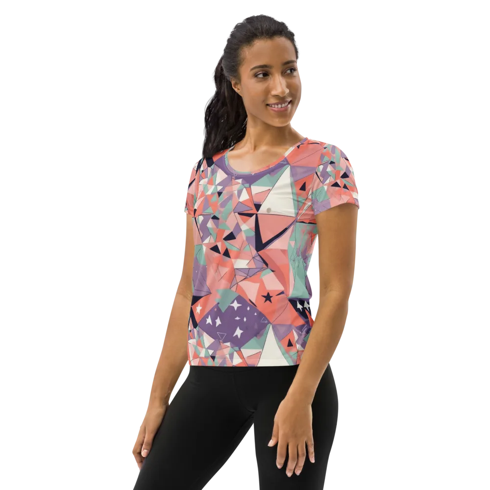 Coral Prism on Women's Athletic T-Shirt — Left
