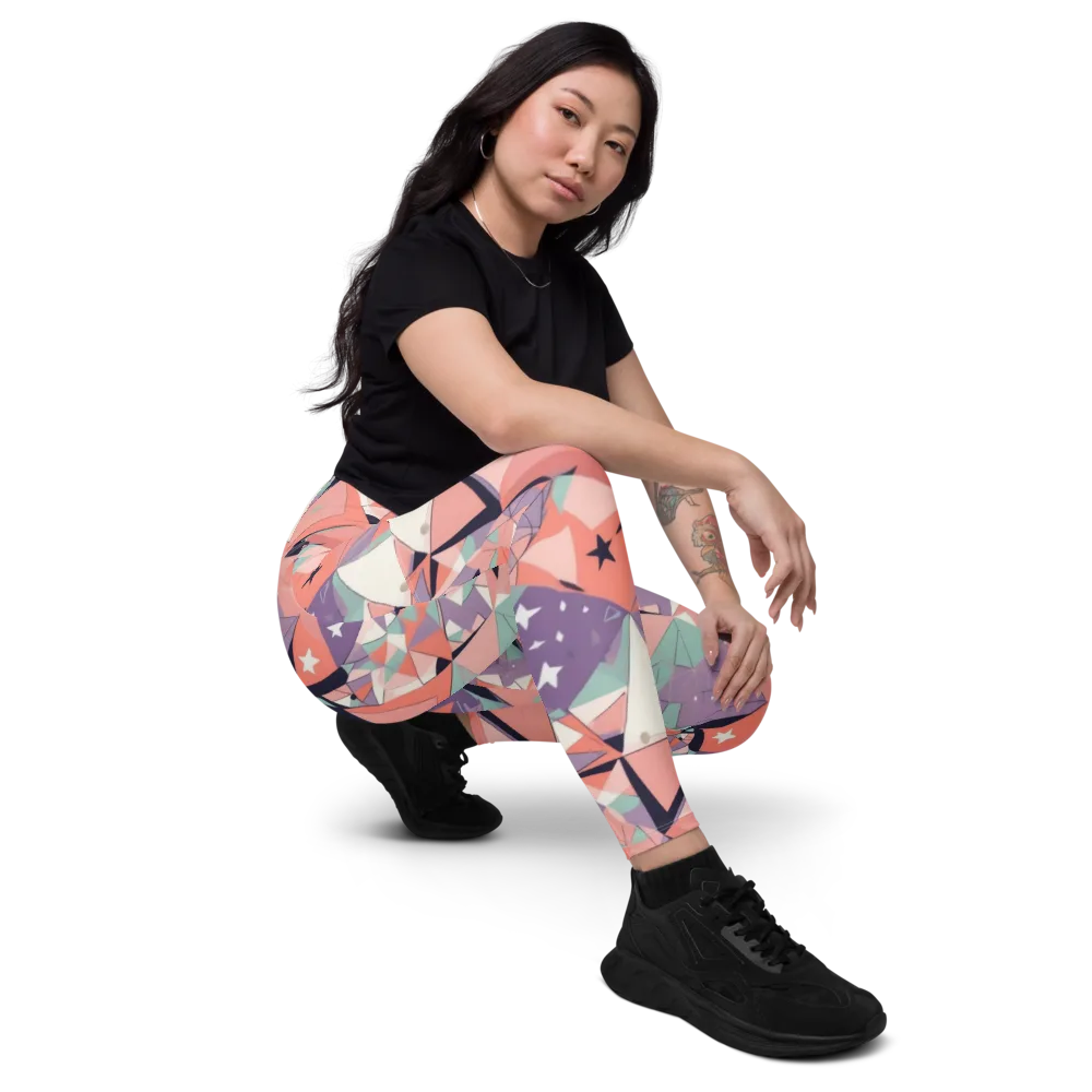 Coral Prism on Leggings with Pockets — Right Front