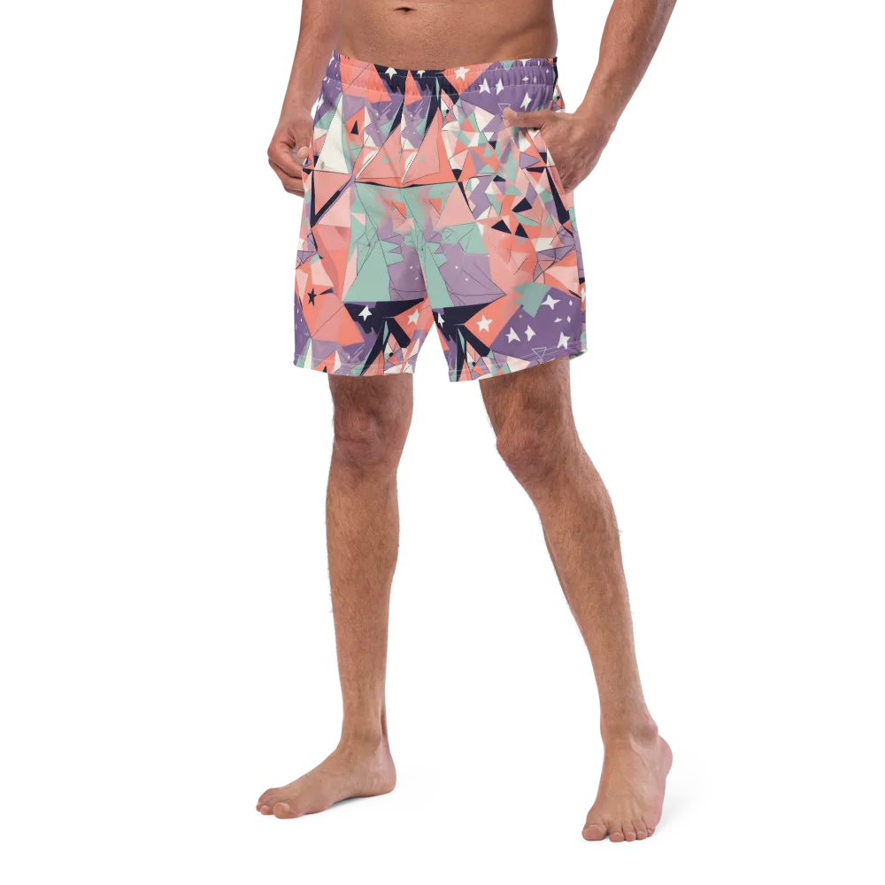 Coral Prism on Swim Trunks — Left Front