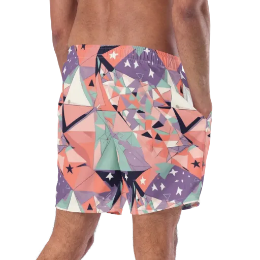 Coral Prism on a Swim Trunks