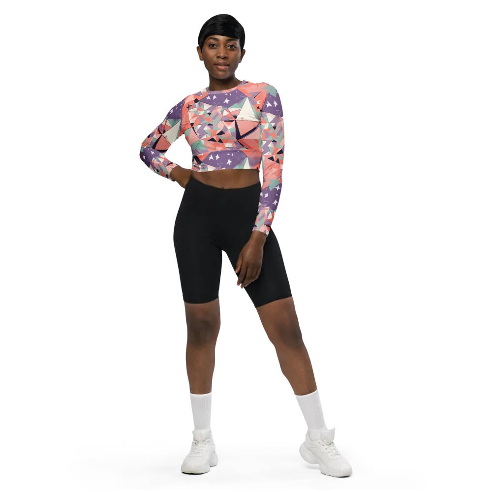 Coral Prism on Long Sleeve Crop Top — Front