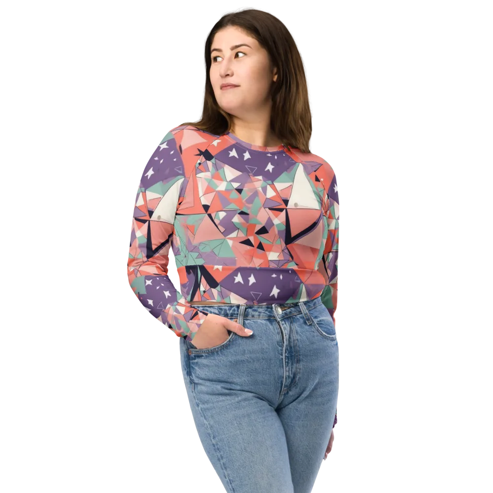 Coral Prism on Long Sleeve Crop Top — Front