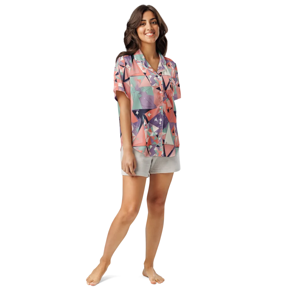 Coral Prism on Women's Short Sleeve Pajama Top — Front