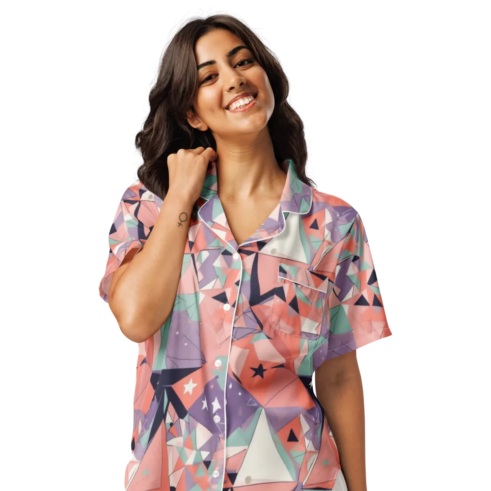 Coral Prism on Women's Short Sleeve Pajama Top — Front