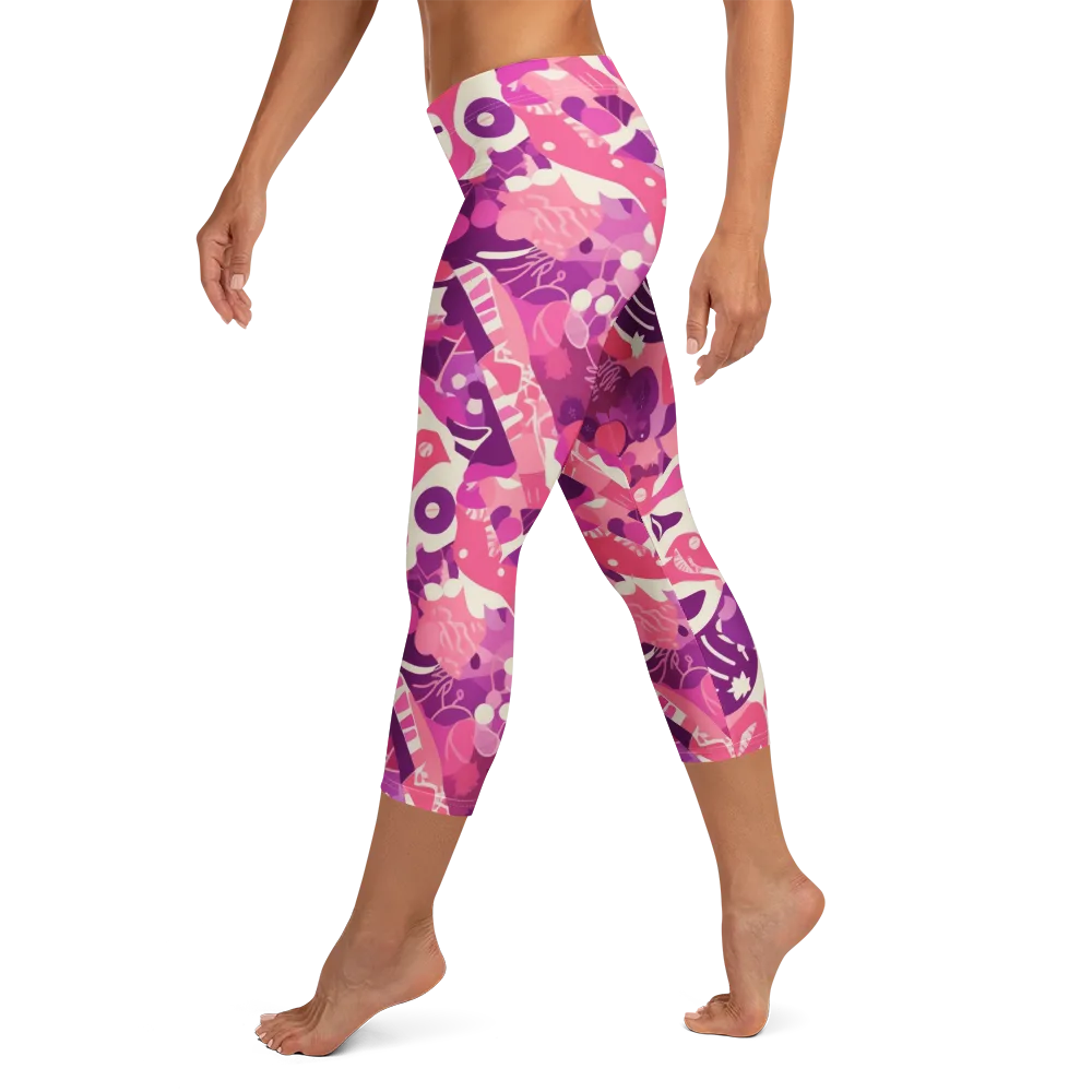 Pop Orchid on Capri Leggings — Left