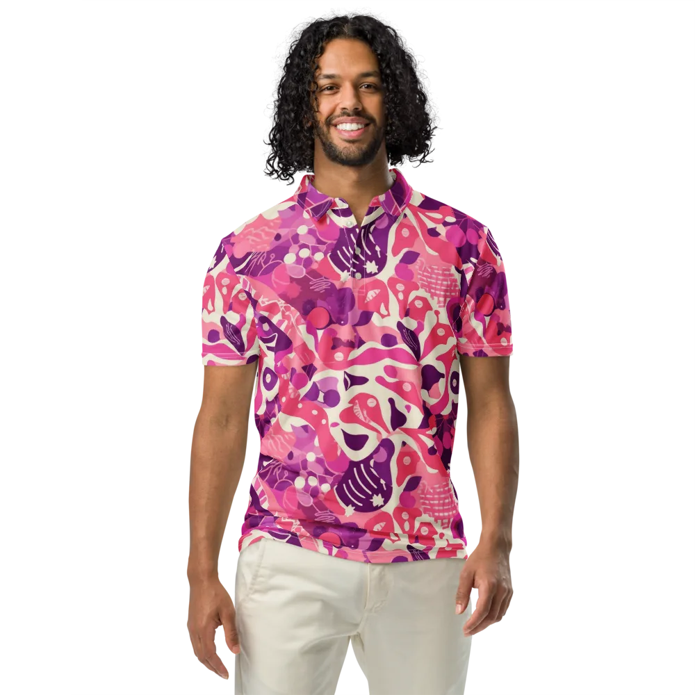 Pop Orchid on Men's Slim Fit Polo Shirt — Front