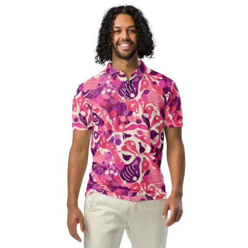 Pop Orchid on a Men's Slim Fit Polo Shirt