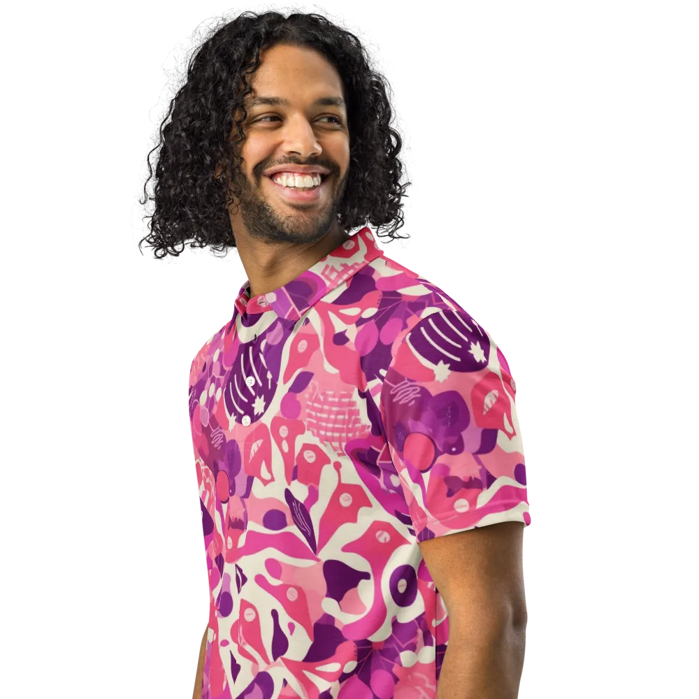 Pop Orchid on Men's Slim Fit Polo Shirt — Left Front