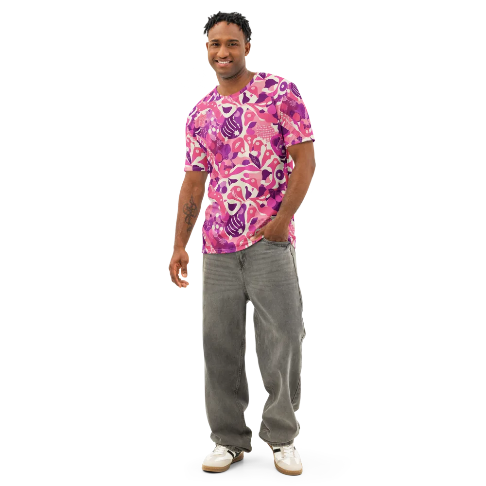 Pop Orchid on Men's Cotton Crew Neck T-Shirt — Front