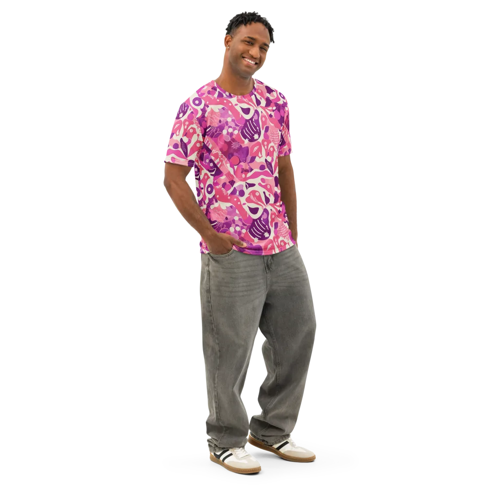 Pop Orchid on Men's Cotton Crew Neck T-Shirt — Right Front