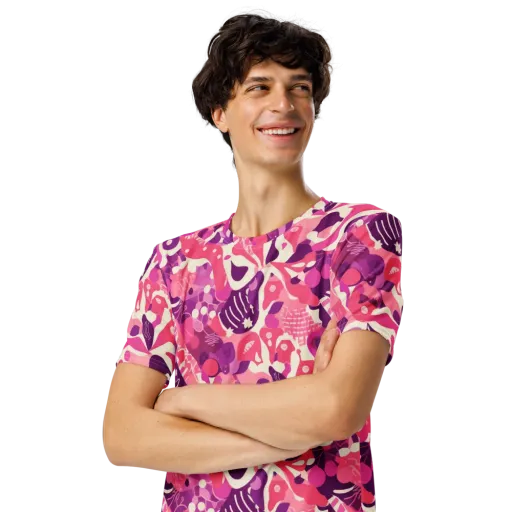Pop Orchid on a Men's Crew Neck T-Shirt