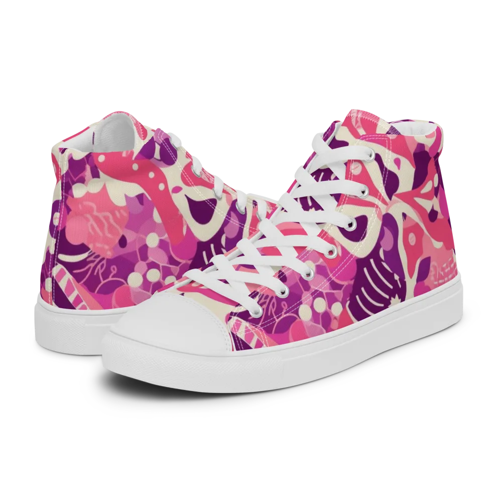 Pop Orchid on Men's High Top Canvas Shoes — Left