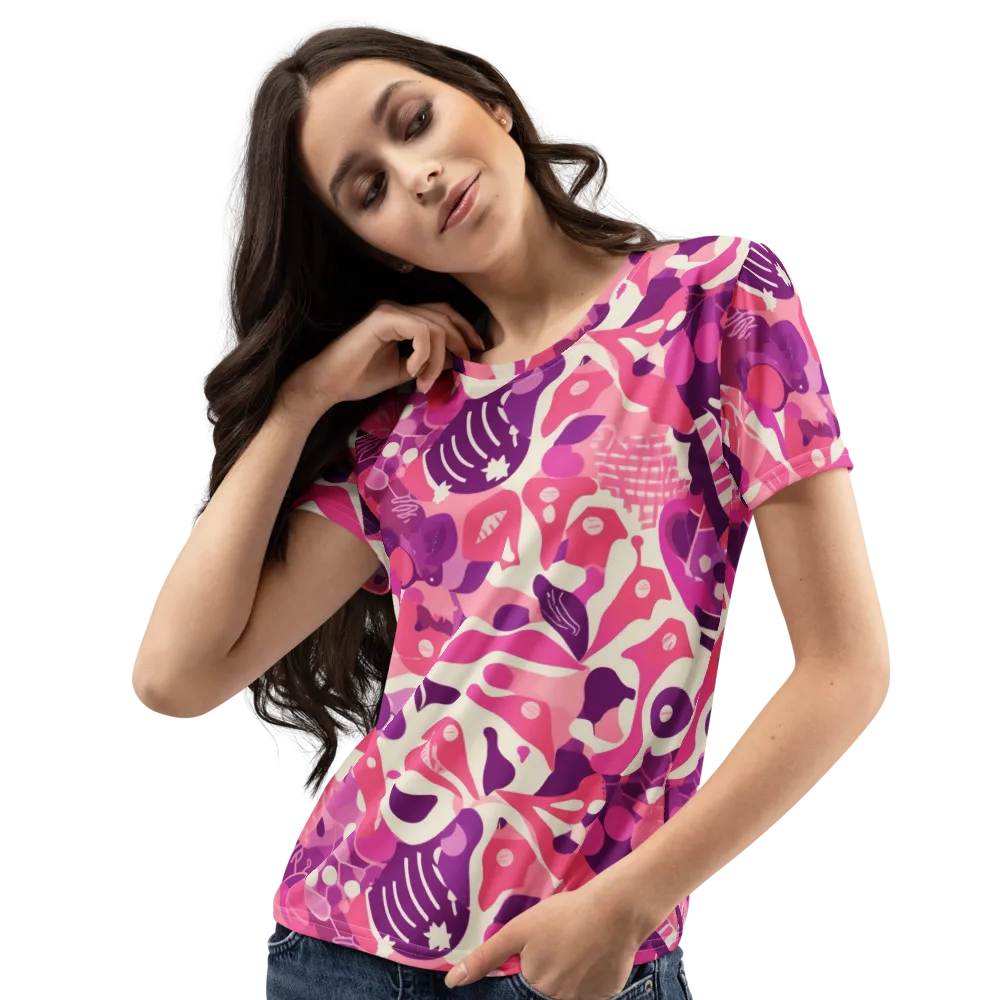Pop Orchid on Women's Crew Neck T-Shirt — Left Front