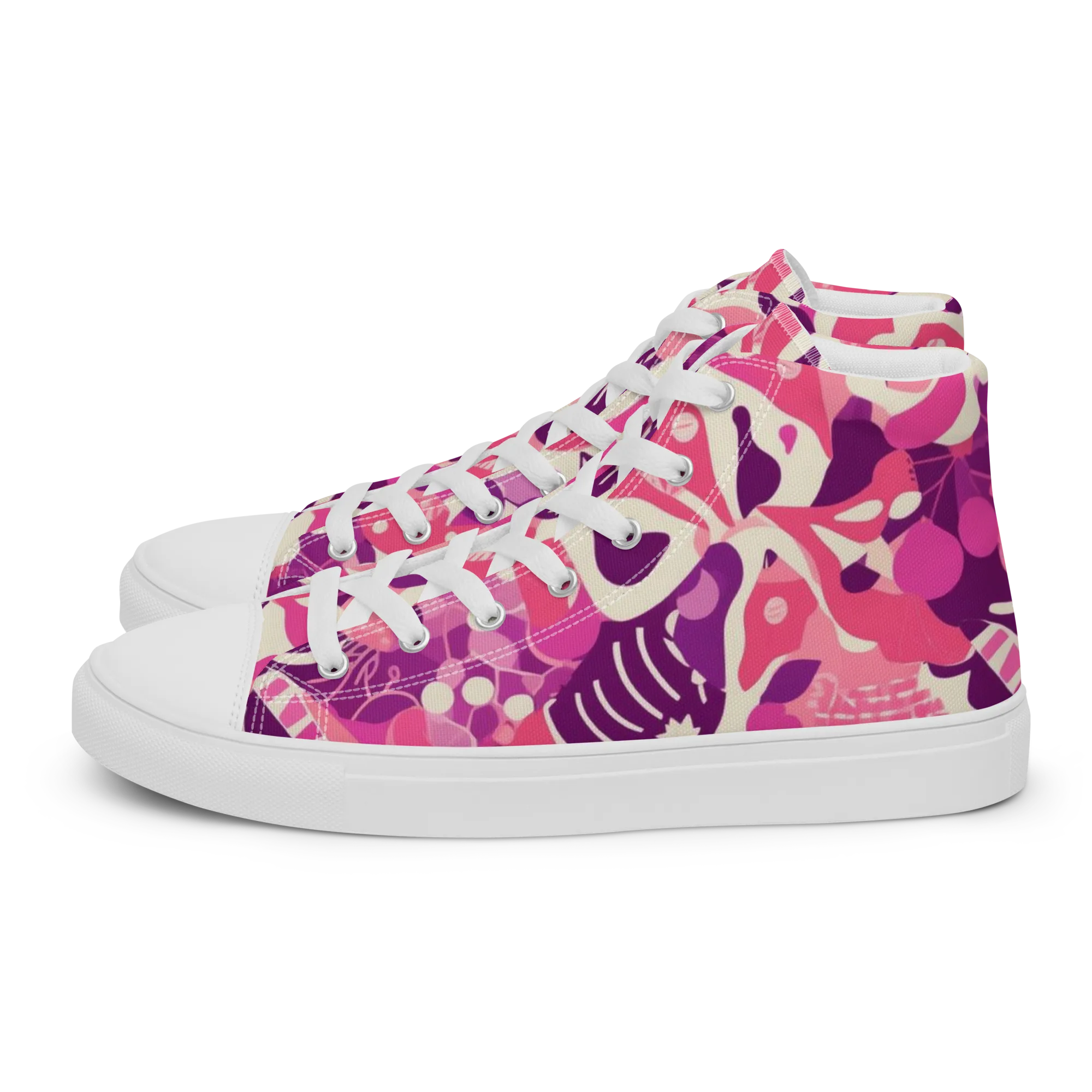 Pop Orchid on Women's High Top Canvas Shoes — Left