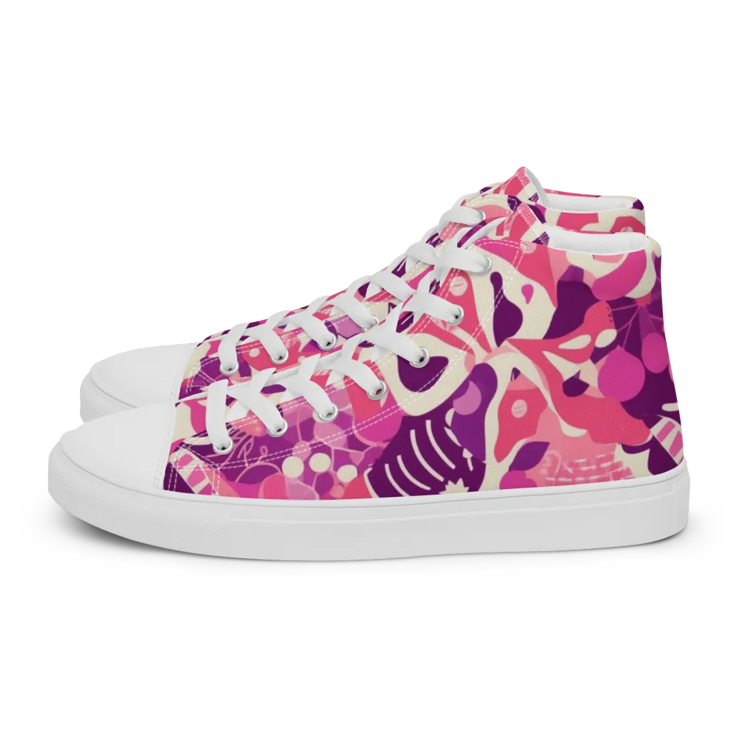 Pop Orchid on Women's High Top Canvas Shoes — Left
