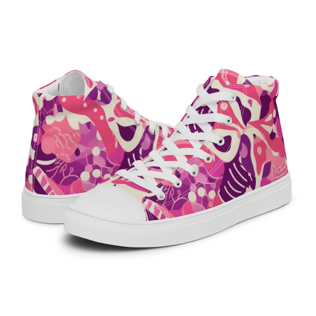 Pop Orchid on Women's High Top Canvas Shoes — Left