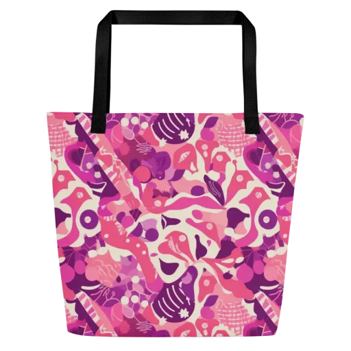 Pop Orchid on a Large Tote Bag W/ Pocket