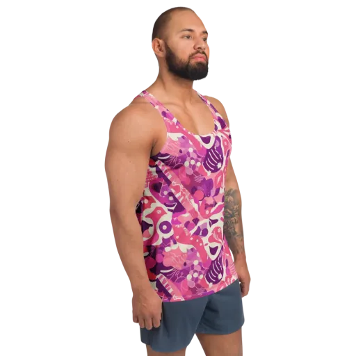 Pop Orchid on a Men's Tank Top