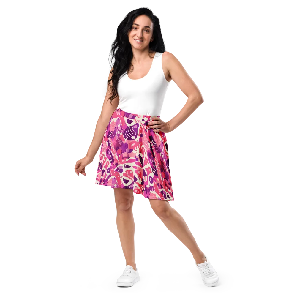 Pop Orchid on Skater Skirt — Front