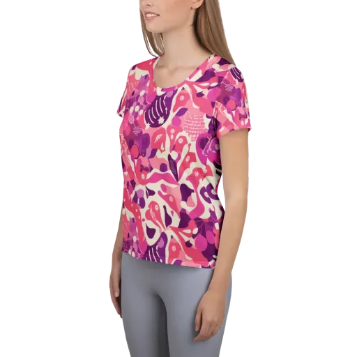 Pop Orchid on a Women's Athletic T-Shirt