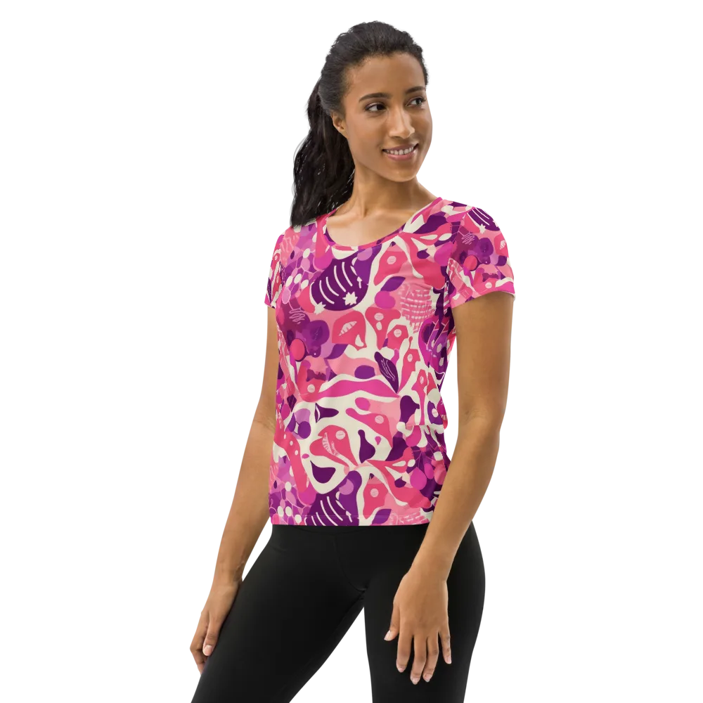 Pop Orchid on Women's Athletic T-Shirt — Left
