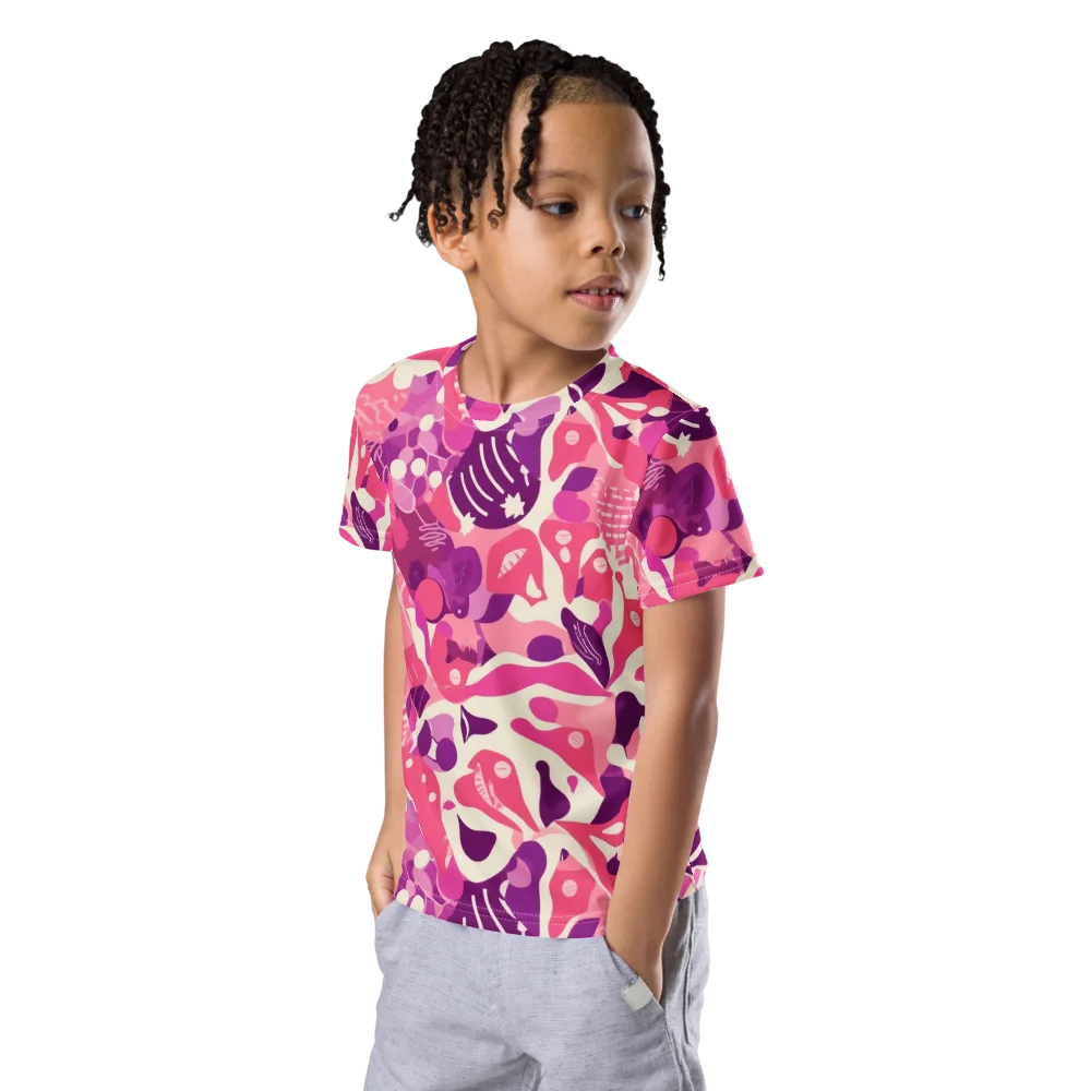 Pop Orchid on Kids Crew Neck T-Shirt — Left Front