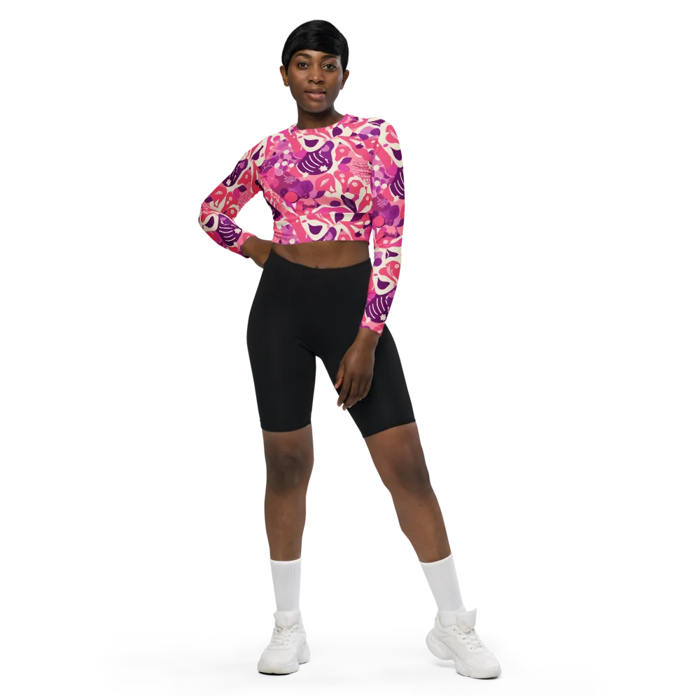 Pop Orchid on Long Sleeve Crop Top — Front