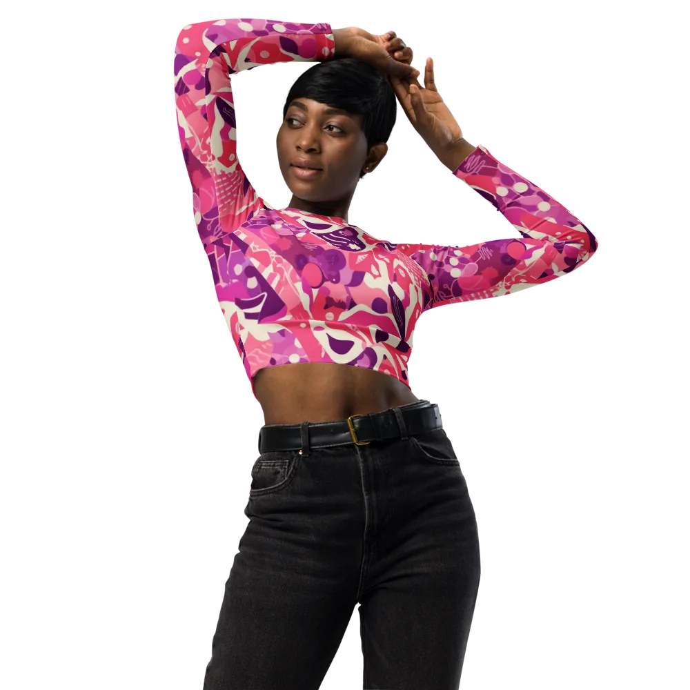 Pop Orchid on Long Sleeve Crop Top — Front