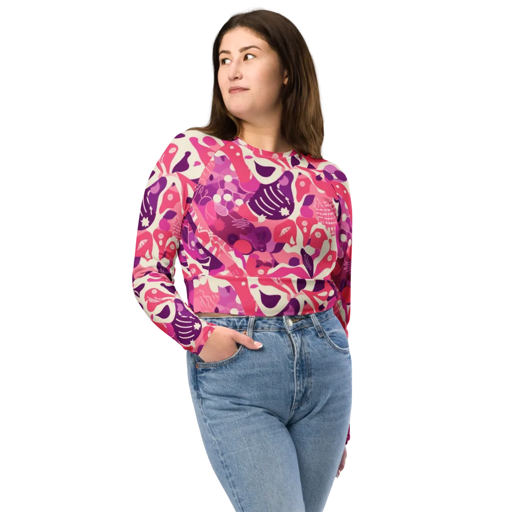 Pop Orchid on Long Sleeve Crop Top — Front