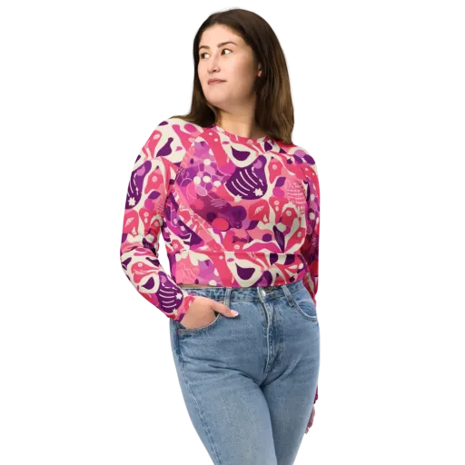 Pop Orchid on a Long Sleeve Crop Top