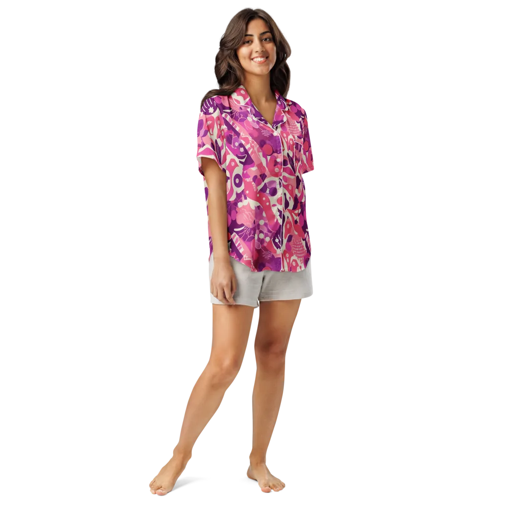 Pop Orchid on Women's Short Sleeve Pajama Top — Front