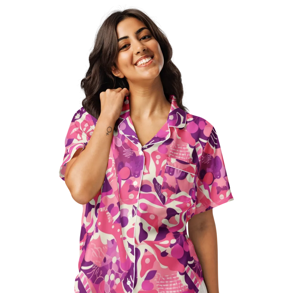 Pop Orchid on Women's Short Sleeve Pajama Top — Front