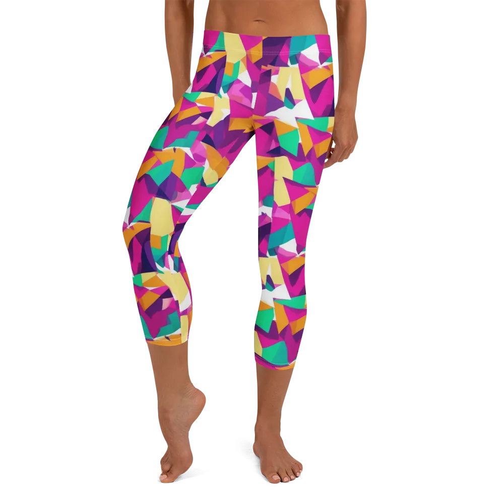 Magenta Geometry on Capri Leggings — Front