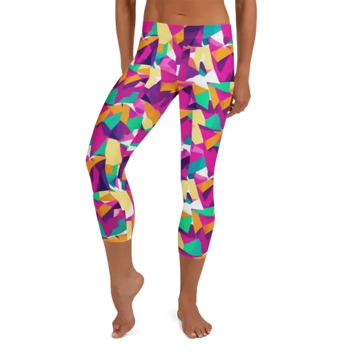 Magenta Geometry on a Capri Leggings