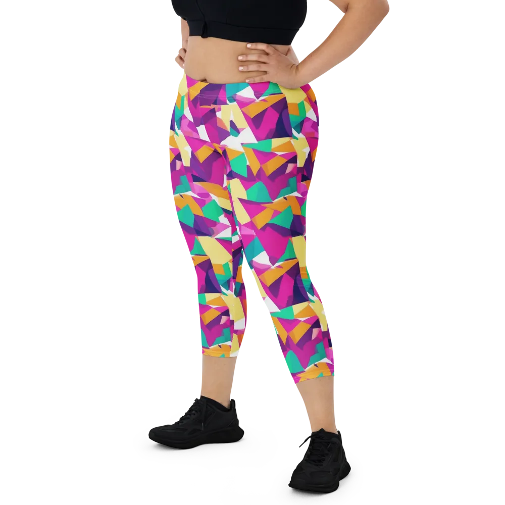 Magenta Geometry on Capri Leggings — Front