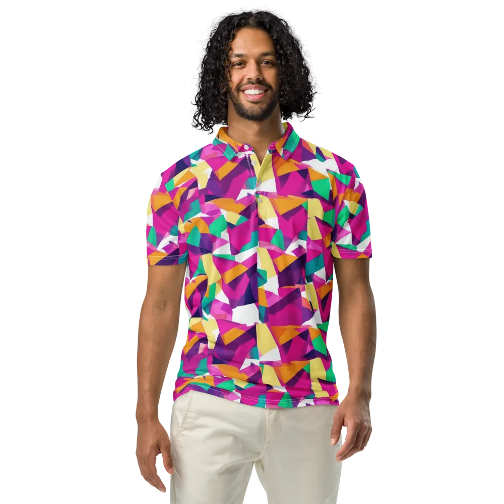 Magenta Geometry on Men's Slim Fit Polo Shirt — Front