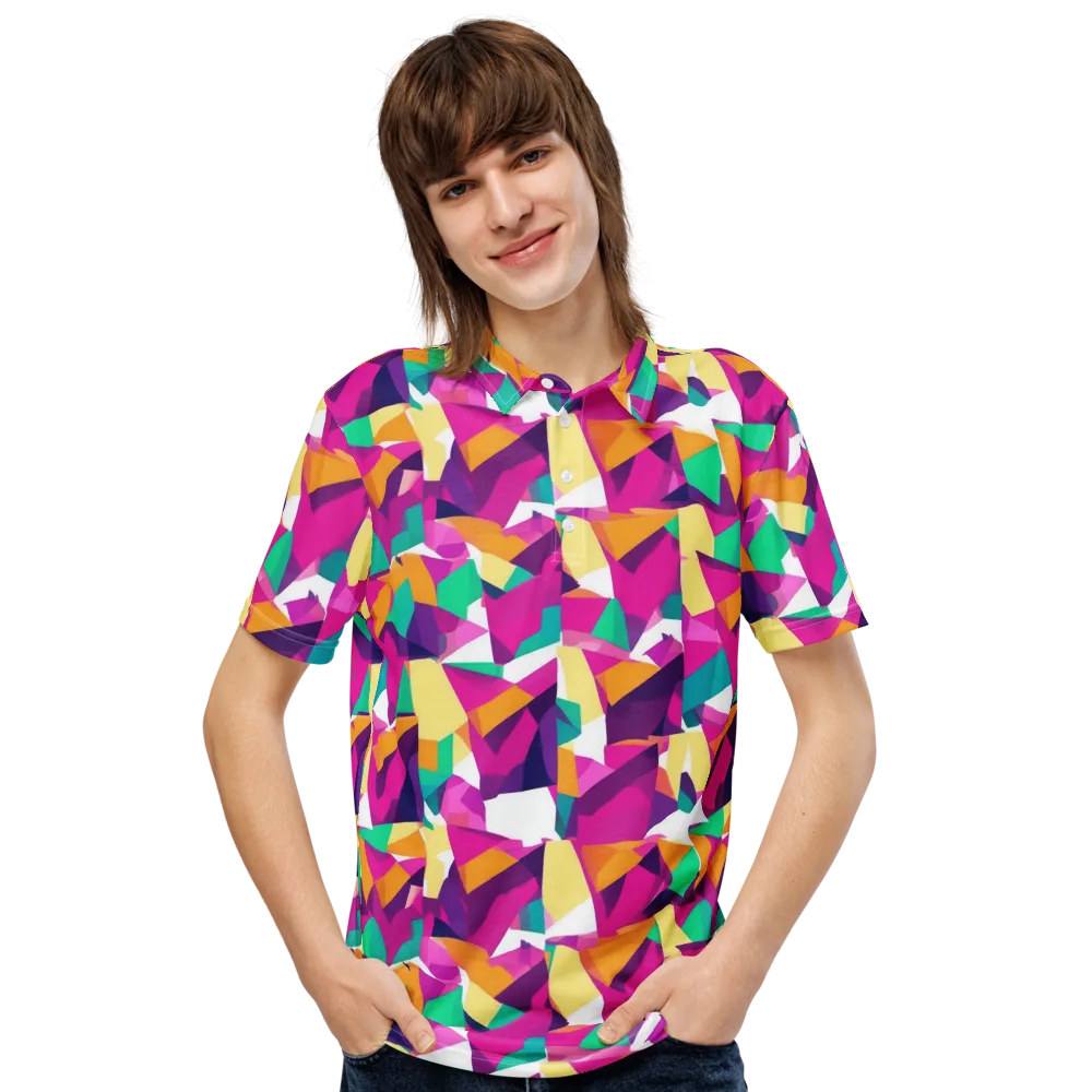 Magenta Geometry on Men's Slim Fit Polo Shirt — Front